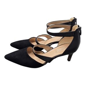 Franco‎ Sarto Black Ankle Strap Heels 8M Quiet Luxury Office Corporate Core Chic